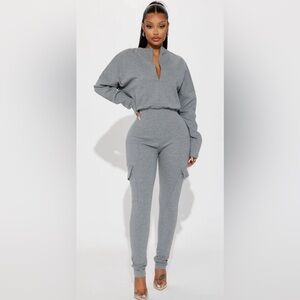 Airport Lounging Jumpsuit - Heather Grey